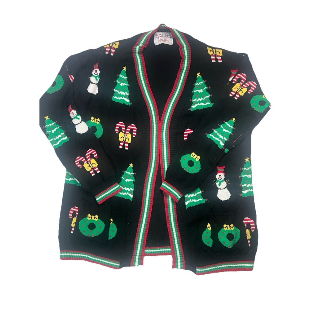 Spadehill Women's Christmas Ugly Cardigan Open Front Sweater Pockets Viscose